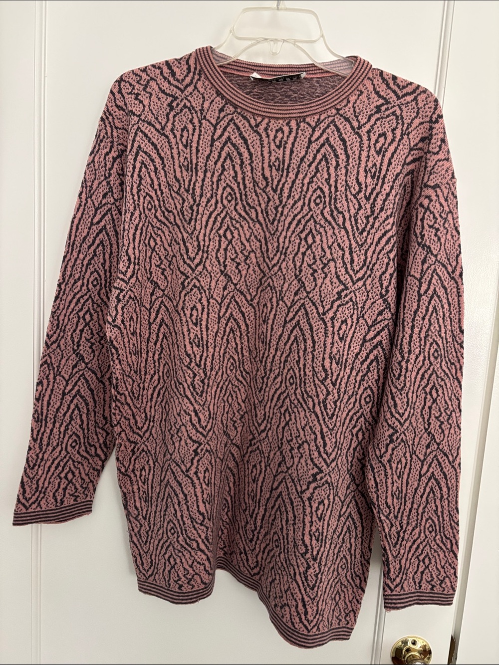 Jaeger Pink Patterned Crewneck Sweater